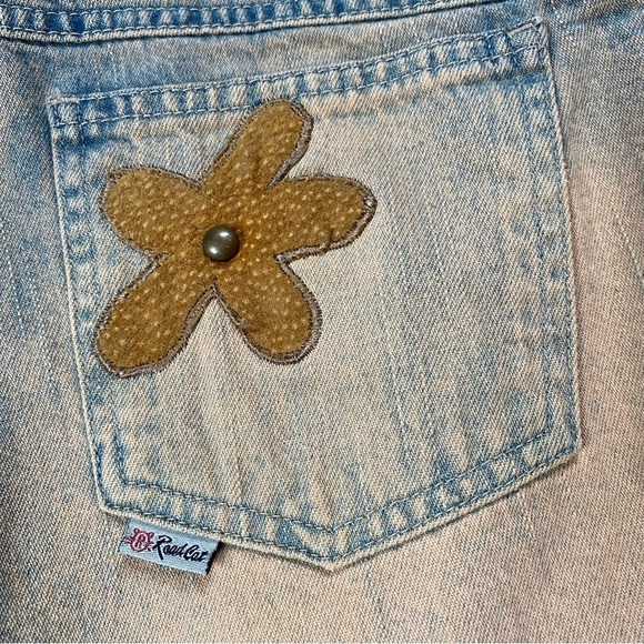 Vintage 90s/Y2K RARE Road Cat Suede And Felt Patchwork Maxi Denim Skirt Size M - Picture 14 of 16